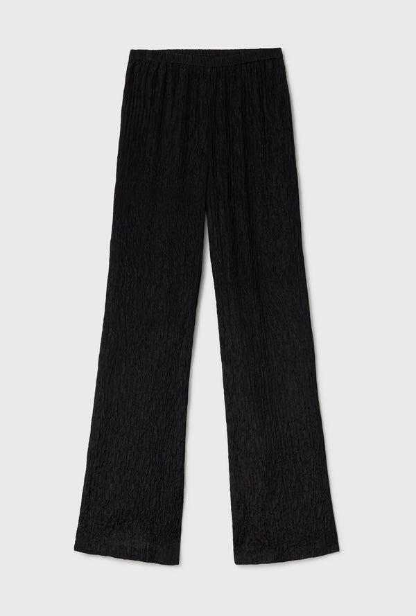 CRINKLE FLARE PANTS BLACK