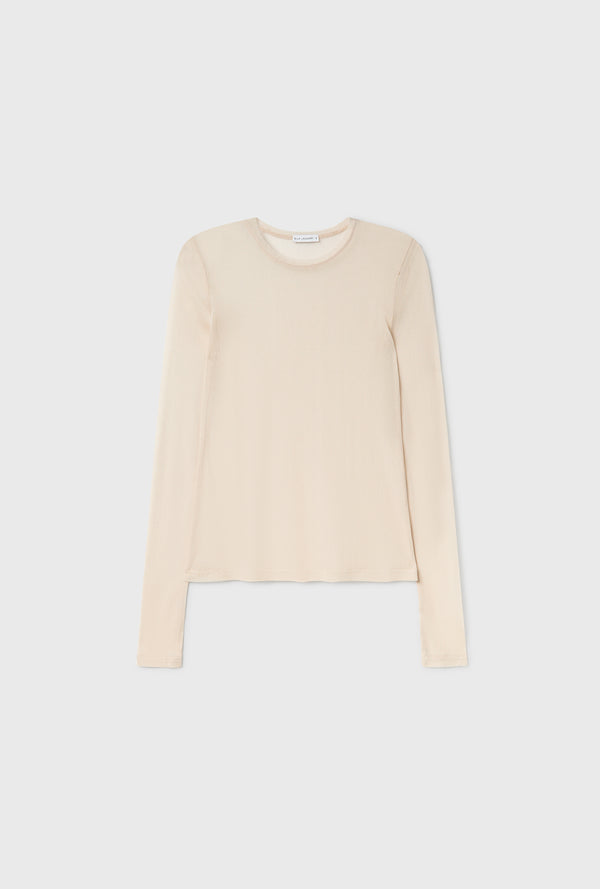 MESH LONG SLEEVE TOP HAZELNUT