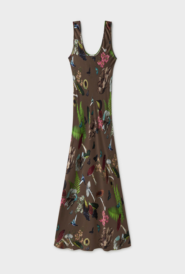 SCOOP NECK DRESS MAGIC MUSHROOM DARK EARTH