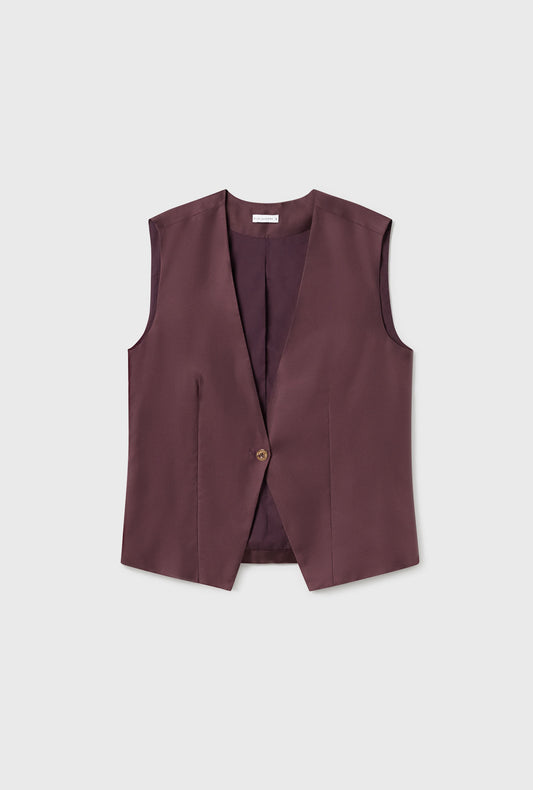 TWILL SLOUCH VEST CACAO