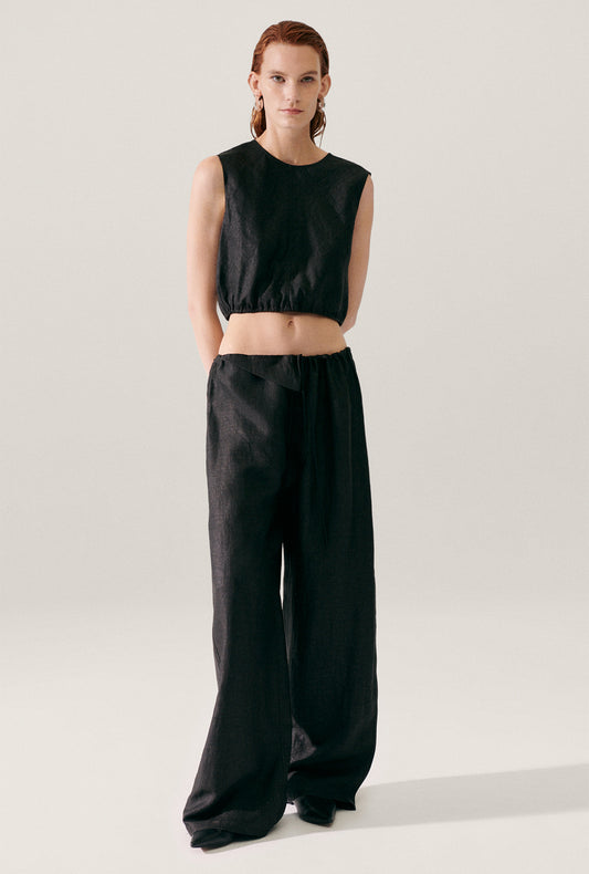 *REGISTER INTEREST* MUD SILK DRAWSTRING TROUSER BLACK