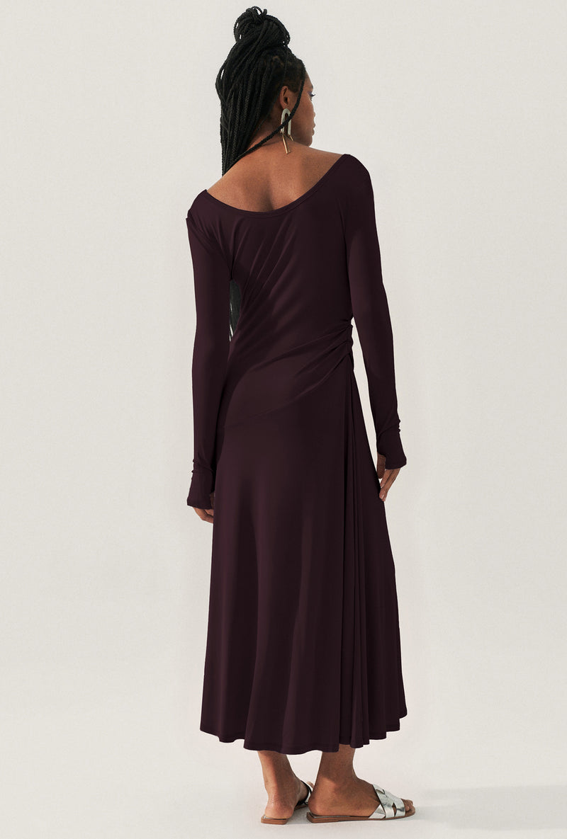 JERSEY LONG SLEEVE DRESS CACAO