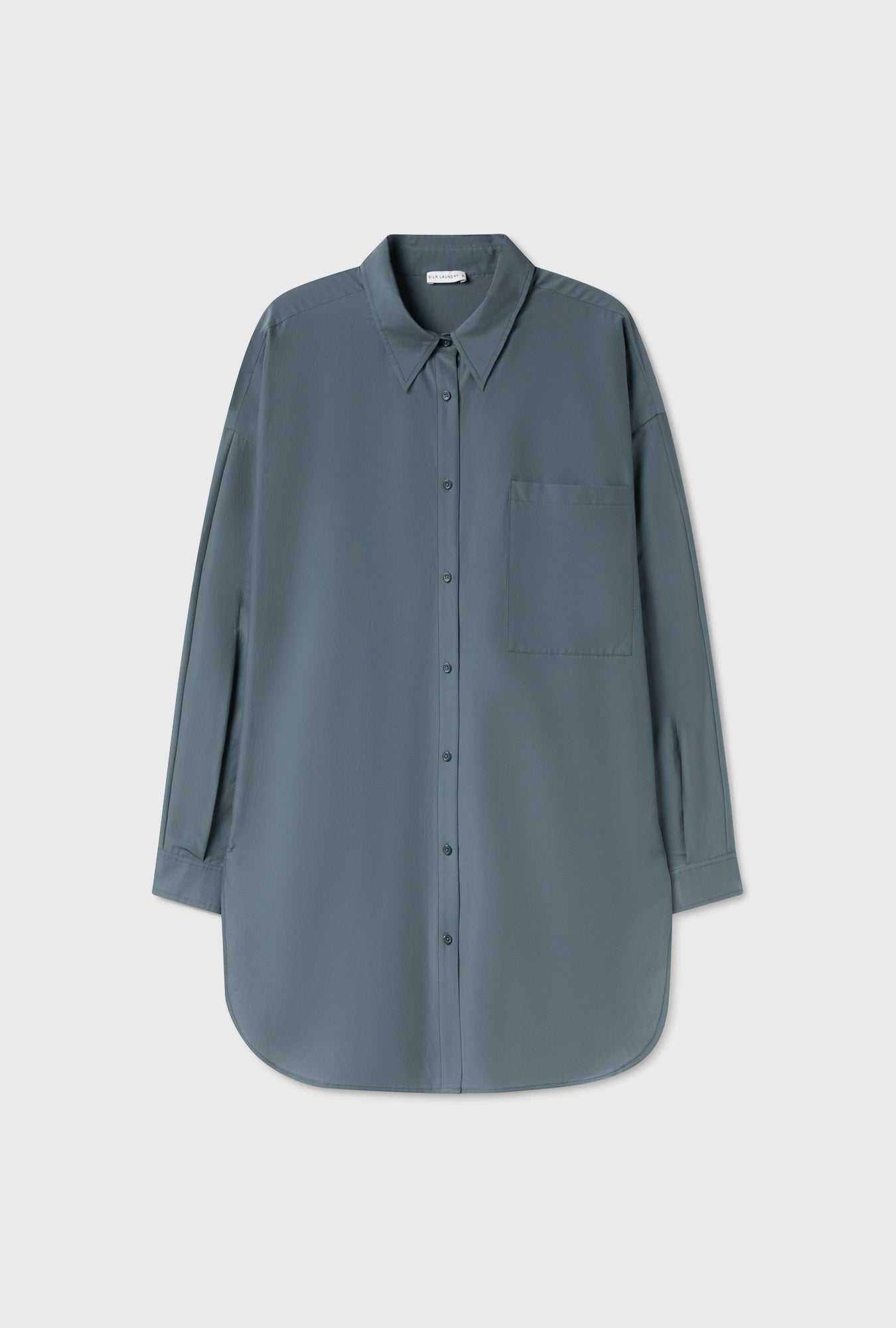 COTTON SILK ROUND SHIRT SLATE