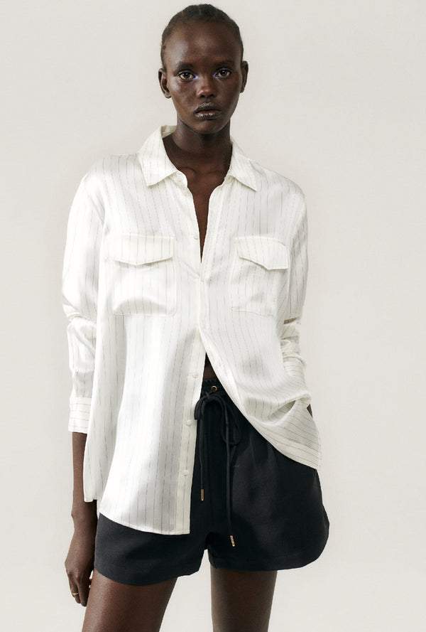 BOYFRIEND SHIRT WHITE PINSTRIPE