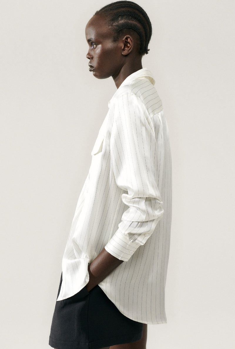 BOYFRIEND SHIRT WHITE PINSTRIPE