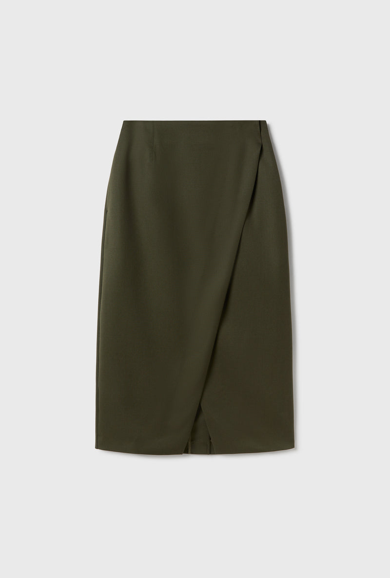 WOOL WRAP SKIRT PINE