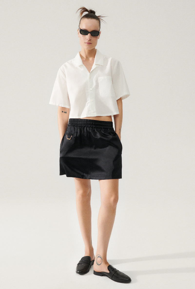 HEAVY A-LINE MINI SKIRT BLACK