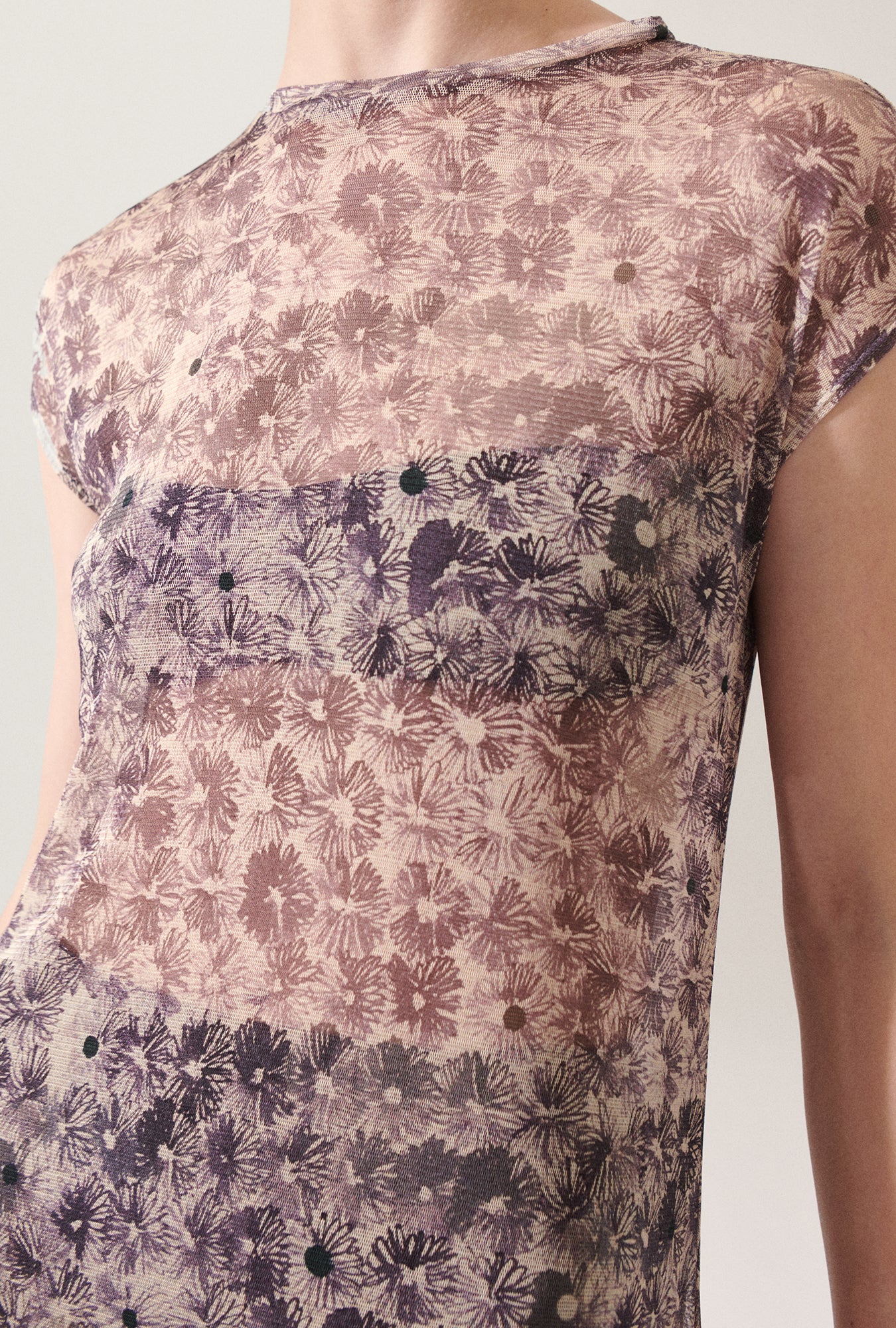 SILK MESH DRESS ASTER FLORAL