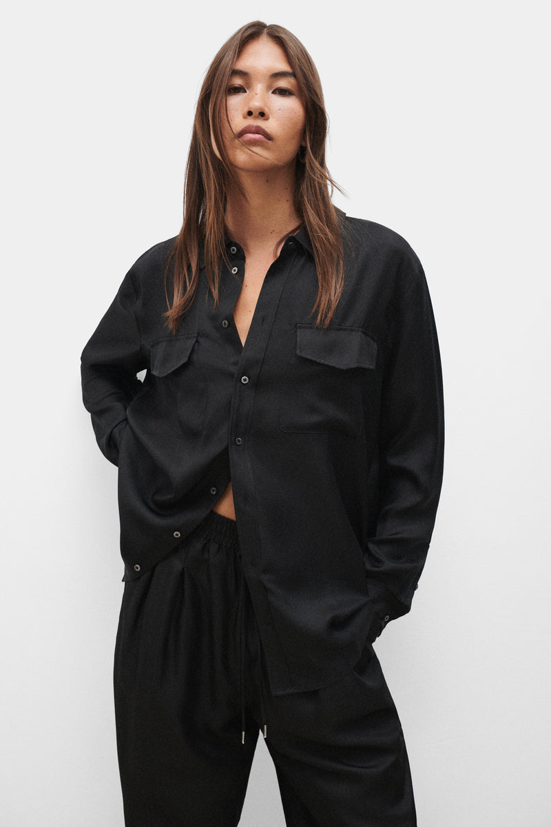 TWILL BOYFRIEND SHIRT BLACK