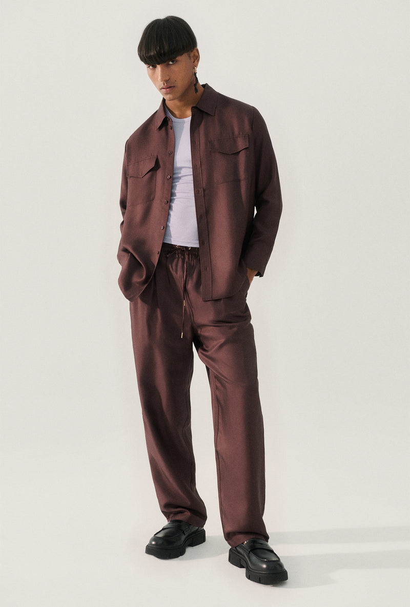 TWILL SLOUCH PANTS CACAO