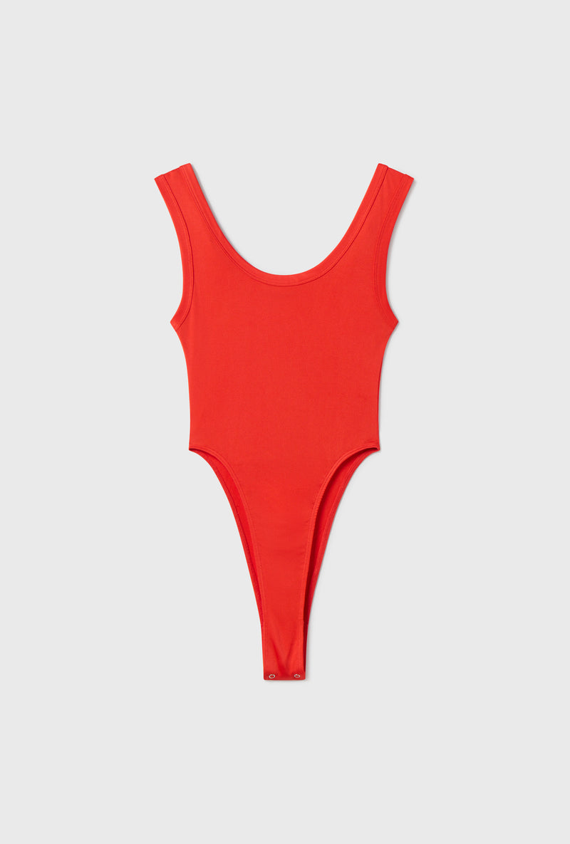 JERSEY MODAL CUTAWAY BODYSUIT GERANIUM